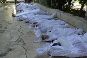Photo de l’opposition syrienne montrant des cadavres d’enfants morts. © AFP