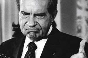 Le 9 aout 1974, après l’annonce de sa démission causée par le scandale du Watergate. © AFP
