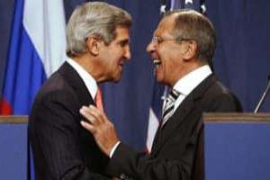 John Kerry et Serguei Lavrov à Genève, le 14 septembre 2013. © AFP