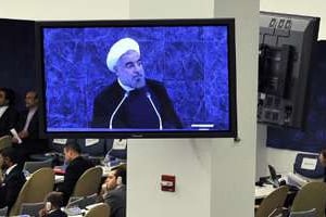 Le président iranien pendant son discours à l’ONU, le 24 septembre. © AFP
