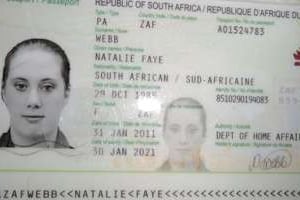 Une photo du faux passeport sud-africain de Samantha Lewthwaite. © AFP