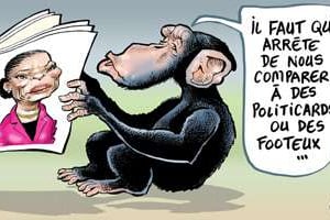 Cela fait déjà deux fois que la ministre française Christiane Taubira est comparée à un singe. © Glez / J.A.