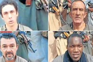 Les quatre otages enlevés le 16 septembre 2010 au Niger. © AFP