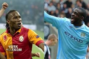 Didier Drogba (Galatasaray) et Yaya Touré (Manchester City) © AFP/Montage J.A.