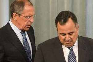 Le chef de la diplomatie russe Sergeï Lavrov et son homologue égyptien Nabil Fahmy. © AFP