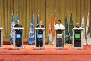 Ban Ki-moon, Mahamadou Issoufou, Nkosazana Dlamini-Zuma et Donald Kaberuka. © AFP