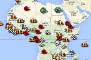 Capture d’écran de la carte sur les mandats présidentiels en Afrique. © AFP