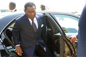 Teodoro Obiang Nguema, le président équato-guinéen, le 14 juin à Libreville. © Steve Jordan/AFP