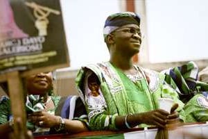 En 2011, Babatunde Fashola, en campagne pour sa réélection à la tête de Lagos. © Akintunde Akinleye/Reuters