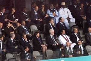La tribune dans laquelle se trouvait les chefs d’État africains à Soweto. © AFP