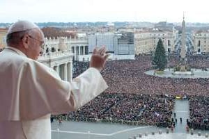 Le pape François le 25 décembre 2013 place Saint-Pierre à Rome. © AFP
