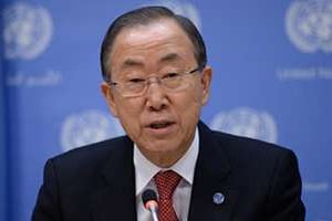 Le secrétaire général de l’ONU, Ban Ki-Moon, le 16 décembre 2013 à New York. © AFP