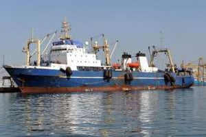 Le navire russe « Oleg Naydenov » est amarré dans le port de Dakar, le 5 janvier 2014. © AFP