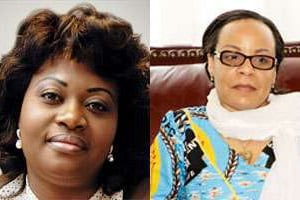 À gauche, la Congolaise Claudia Sassou Nguesso, à droite, la Camerounaise Aminatou Ahidjo. © Vincent Fournier / JA ; DR