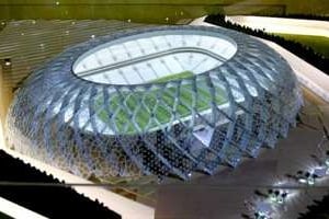 Le modèle du stade Al-Wakra, l’un des stades qui va être construit pour la Coupe du monde 2022. © AFP