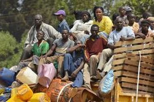 Ressortissants tchadiens fuyant Bangui, le 28 décembre. © MIGUEL MEDINA / AFP