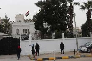 L’ambassade d’Egypte à Tripoli, le 25 janvier 2014 © AFP