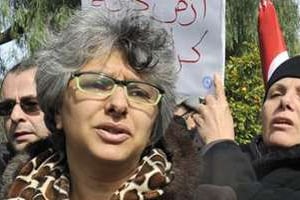 Basma Khalfaoui assure ne pas nourrir d’ambitions politiques personnelles. © AFP