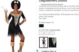 Le déguisement ‘Zoulou’ pour femme sur une copie d’écran du site web de Kiabi. © J.A.
