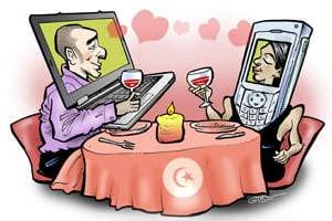 Les réseaux sociaux ou sites de rencontre permettent aux Tunisiens de tisser des relations. © Glez