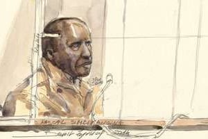 Portrait de Simbikangwa réalisé lors du premier jour de son procès. © BENOIT PEYRUCQ / AFP