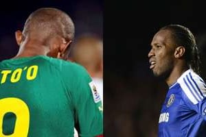 Samuel Eto’o (à g.) et Didier Drogba. © Reuters/Montage J.A.