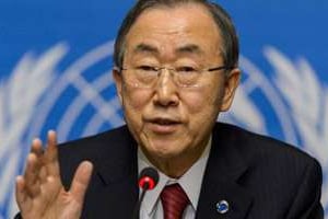 Ban Ki-moon à Genève le 3 mars 2014. © AFP