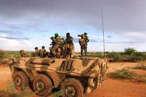 Un convoi de la force de l’Amisom à la périphérie de Burubow de Somalie, le 14 mars 2014. © AFP