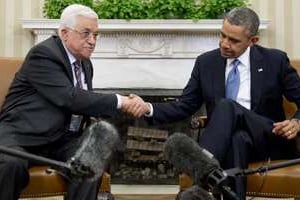 Mahmoud Abbas (g) et Barack Obama à la Maison Blanche, le 17 mars 2014. © AFP