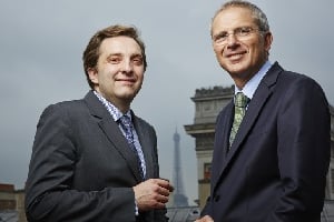 Laurent Demey (g) et Luc Rigouzzo, les co-fondateurs d’Amethis Finance. © Bruno Levy/JA