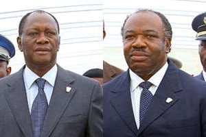 Alassane Ouattara et Ali Bongo se sont entretenus à huis clos pendant trois heures. © AFP