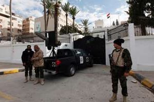 L’ambassade d’Égypte à Tripoli, en janvier 2011. © Imed Lamloum / AFP