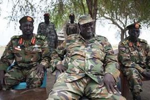 Le chef des rebelles au Soudan du Sud, Riek Machar, le 14 avril 2014 à Nasir. © AFP