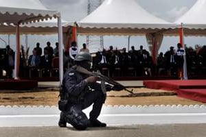 À Abidjan le 6 mai 2014, à l’ouverture du Shield Africa. © Émilie Régnier pour J.A.