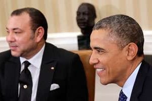 Le roi Mohammed VI avec Barack Obama, le 22 novembre 2013 à Washington. © WIN MCNAMEE / AFP