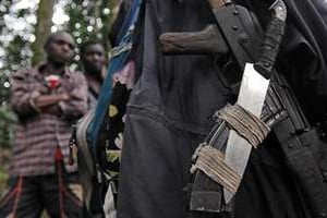 Des rebelles rwandais dans la fôret de Panga près de Goma en RDC, le 6 février 2006. © AFP