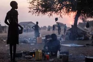 Le camp de réfugiés improvisé de Minkammen au Soudan du Sud, le 8 janvier 2014. © AFP
