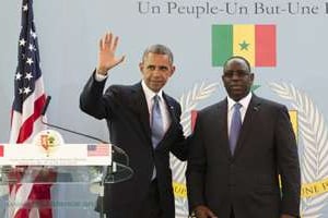 Barack Obama et Macky Sall, le 27 juin 2013 à Dakar. © AFP