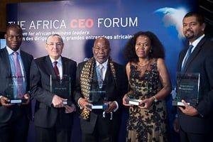 Gervais Koffi Djondo (centre) parmi les lauréats du Africa CEO Forum 2014