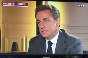 Nicolas Sarkozy en pleine interview sur TF1 et Europe 1, le 2 juillet. © DENIS CHARLET / AFP