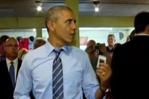 Capture d’écran d’une vidéo de Barack Obama au Texas, le 10 juillet. © JA