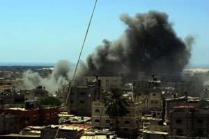 Bombardements israéliens sur rafah (sud de la bande de Gaza), le 14 juillet. © Ahmed ebu Suud / ANADOLU AGENCY