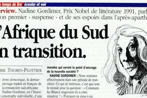 Détail de l’interview de Nadine Gordimer dans le J.A n°1954. © J.A.