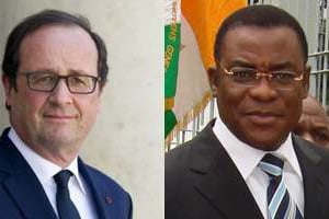 François Hollande et Pascal Affi N’Guessan. © AFP/Zenman/CC/Montage J.A.