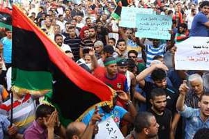 Manifestation de Libyens à Tripoli, le 31 juillet 2014. © AFP