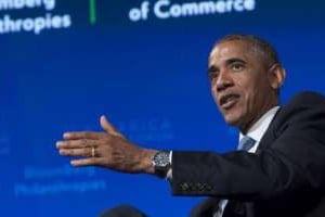 Le président américain Barack Obama prononce son discours le 5 août, lors du Sommet Etats-Unis – © AFP