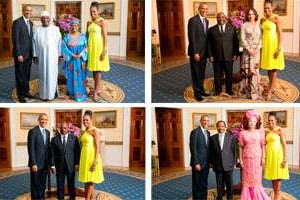 Les Obama et les chefs d’États maliens, gabonais, congolais et camerounais. © Amanda Lucidon / Maison blanche