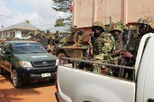Les soldats de la Misca, le 20 juin 2014 à Bangui. © AFP
