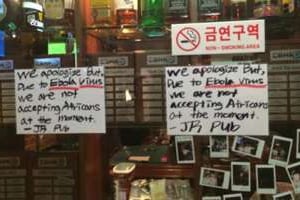 L’affiche d’un restaurant en Corée du sud interdisant l’entrée aux Africains. © DR