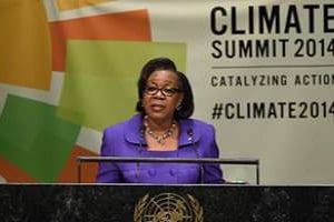 La présidente centrafricaine Catherine Samba-Panza, le 23 septembre à New york. © AFP